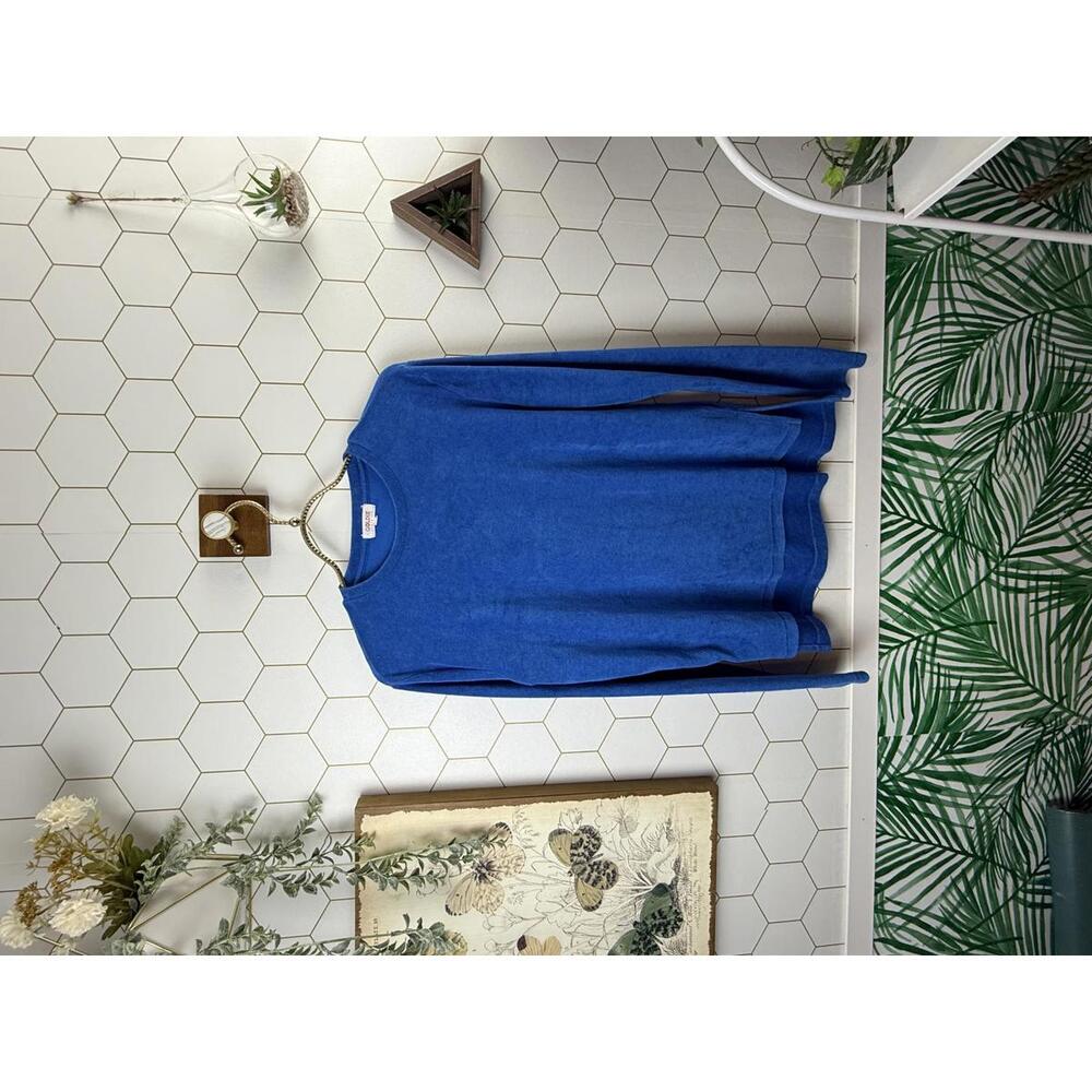 Goldie Velour Blue Cotton Relaxed Fit Long Sleeve T-Shirt - Size - XS